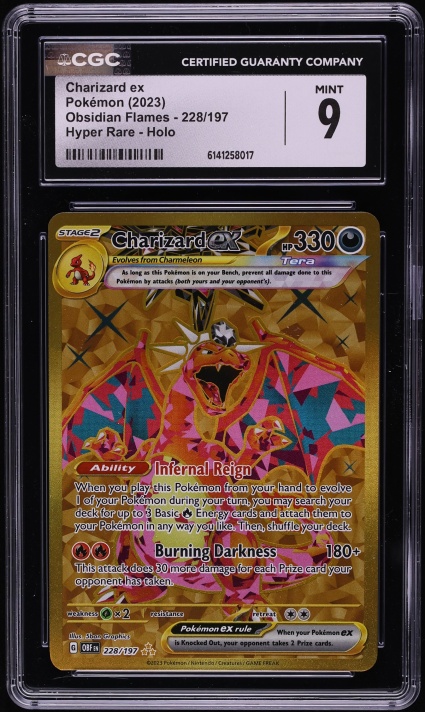 2023 Pokemon Scarlet & Violet Obsidian Flames Gold Rare Charizard ex #228 CGC 9 MINT