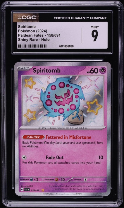 2024 Pokemon Scarlet & Violet Paldean Fates Shiny Spiritomb #158 CGC 9 MINT