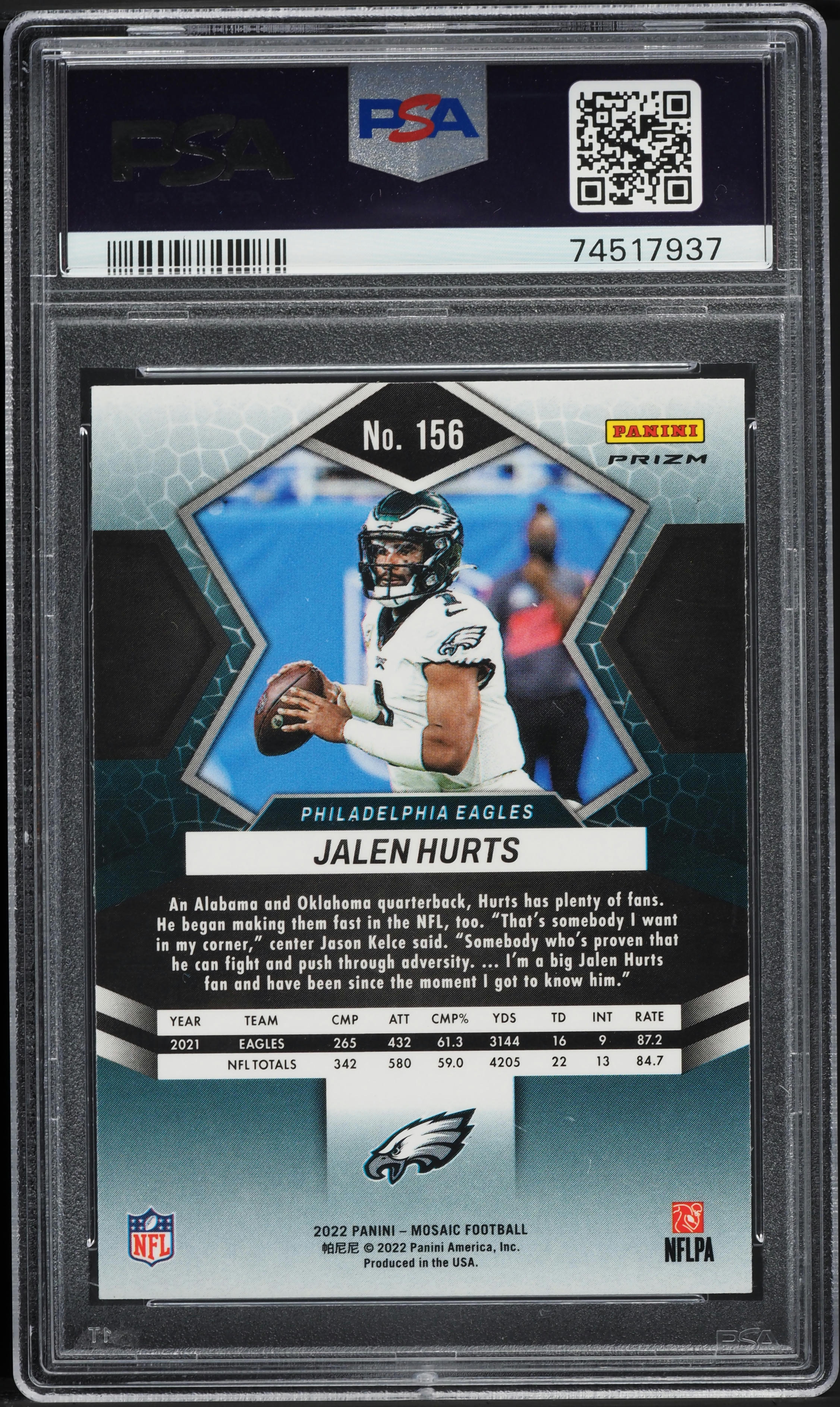 2022 Panini Mosaic Green Jalen Hurts #156 PSA 10 GEM MINT