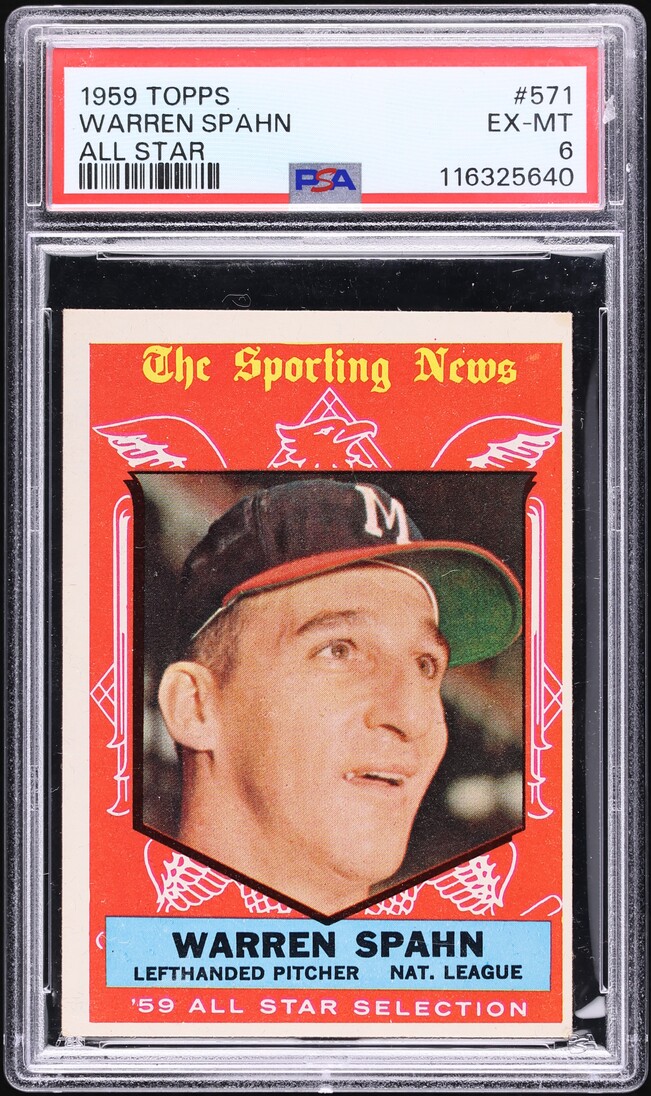 1959 Topps Warren Spahn ALL-STAR #571 PSA 6 EXMT