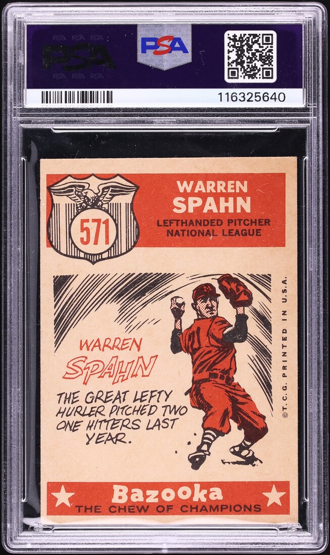 1959 Topps Warren Spahn ALL-STAR #571 PSA 6 EXMT