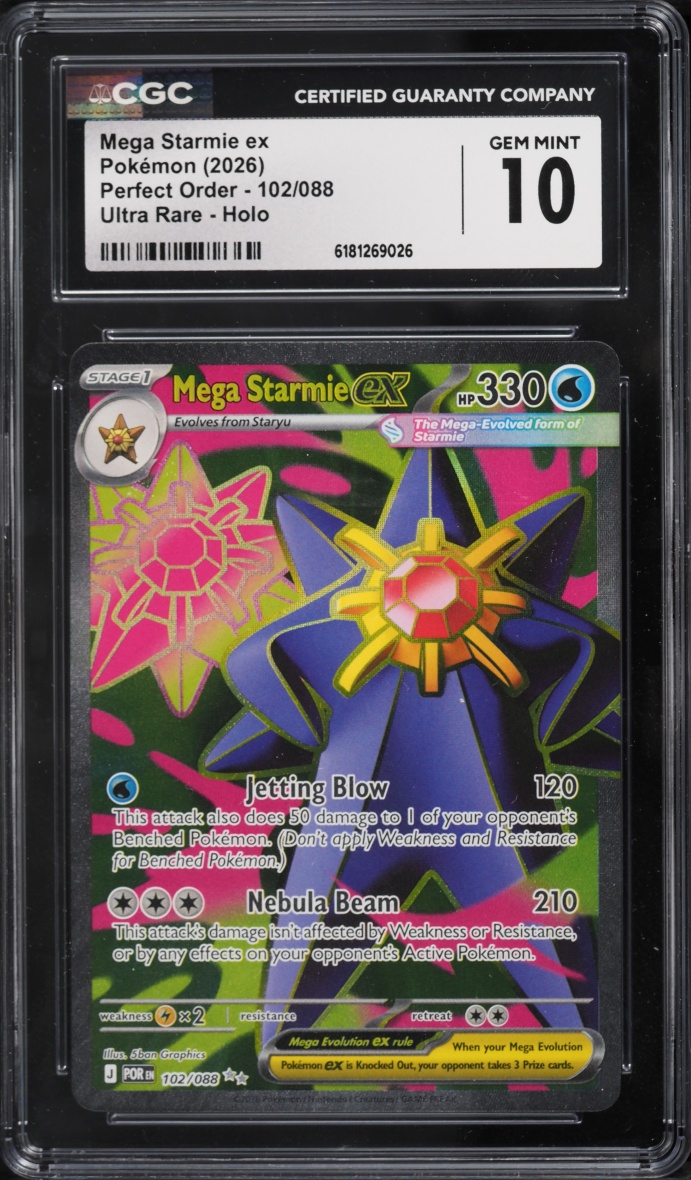 2026 Pokemon Mega Evolution Perfect Order Full Art Mega Starmie ex #102 CGC 10 GEM MINT