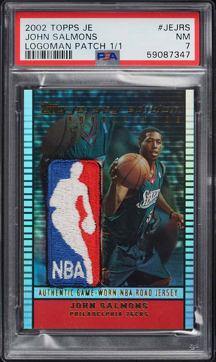 2002 Topps Jersey Edition John Salmons LOGOMAN PATCH 1/1 #JEJRS PSA 7 NRMT