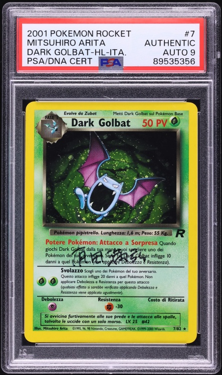 2001 Pokemon Italian Team Rocket Holo Dark Golbat Mitsuhiro Arita AUTO DNA 9 #7 PSA AUTH