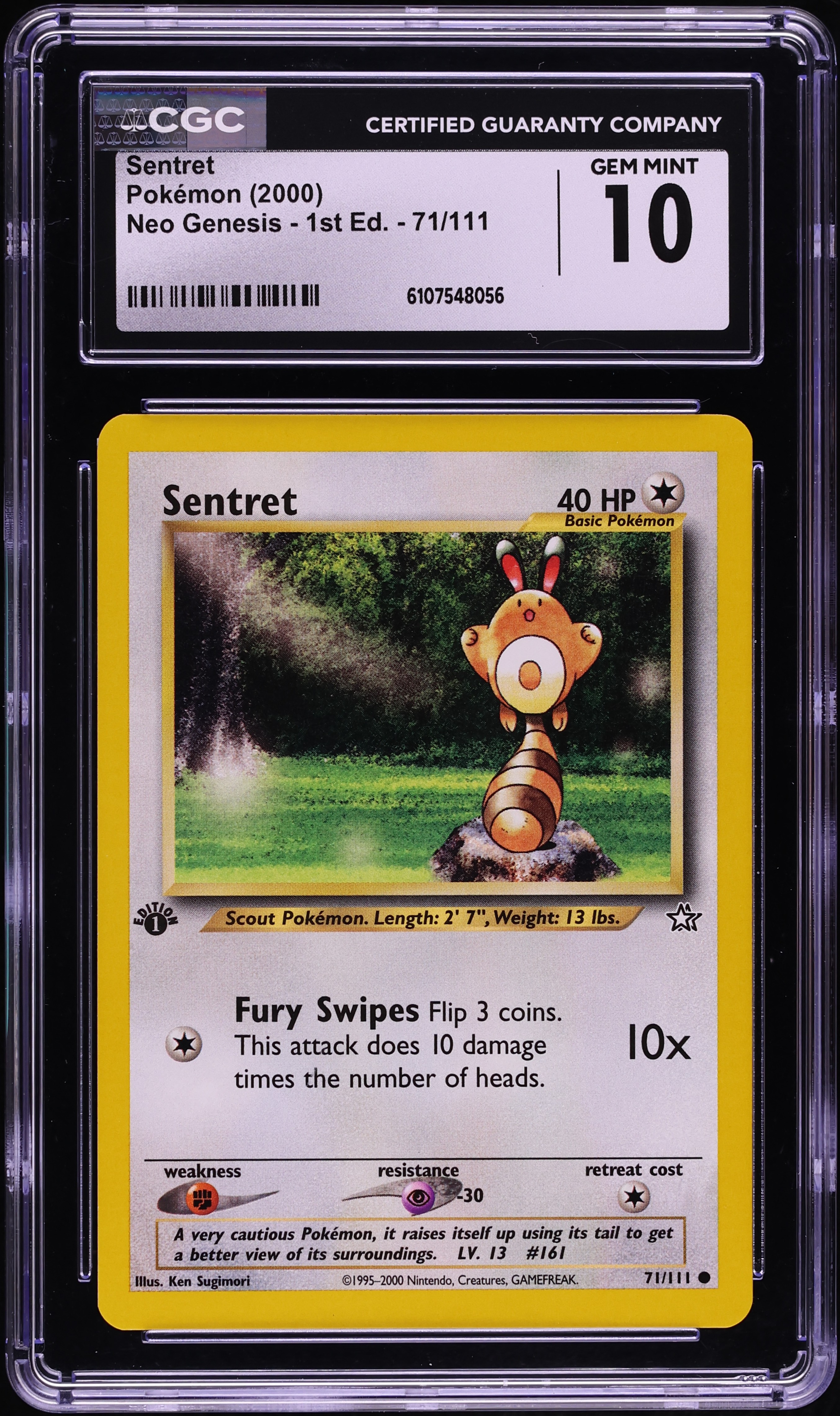 2000 Pokemon Neo Genesis 1st Edition Sentret #71 CGC 10 GEM MINT