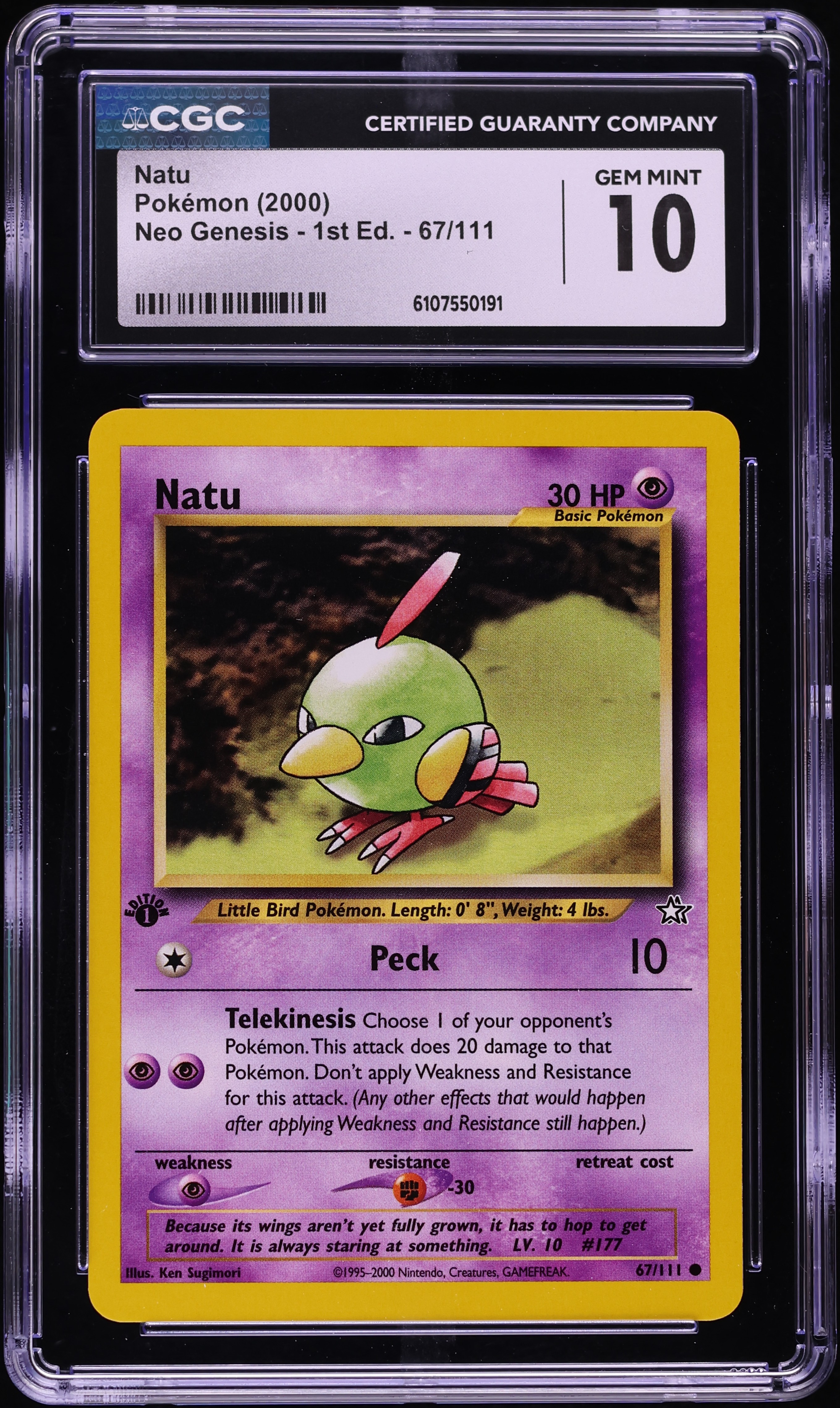 2000 Pokemon Neo Genesis 1st Edition Natu #67 CGC 10 GEM MINT