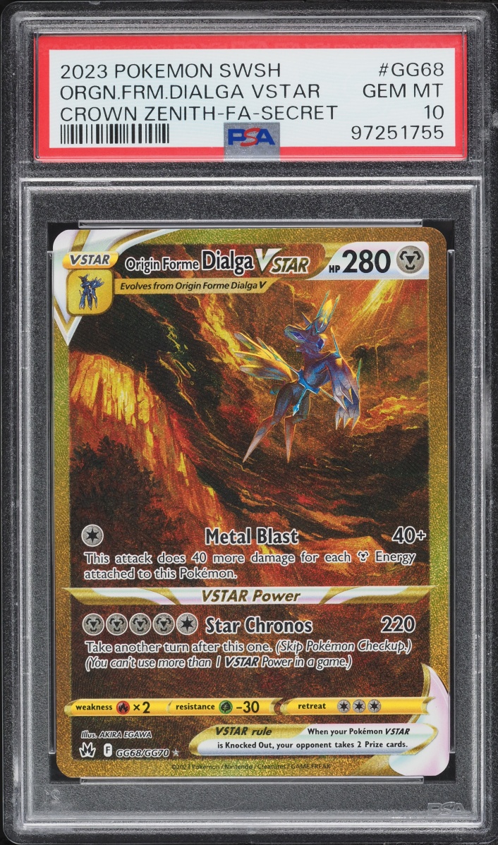 2023 Pokemon Sword & Shield Crown Zenith Gold Rare Origin Forme Dialga VSTAR #GG68 PSA 10 GEM
