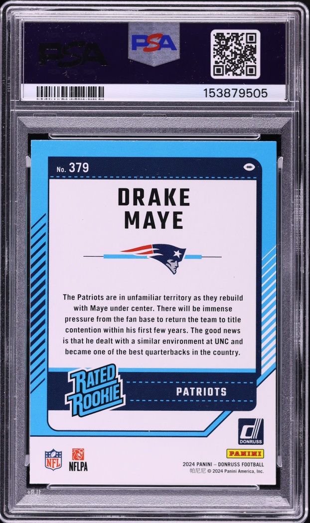 2024 Donruss Football Drake Maye ROOKIE #379 PSA 10 GEM MINT