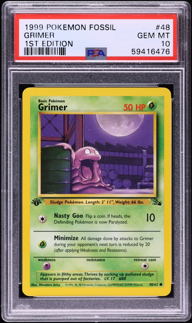 1999 Pokemon Fossil 1st Edition Grimer #48 PSA 10 GEM MINT