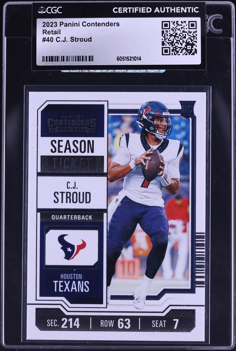 2023 Panini Contenders Retail C.J. Stroud ROOKIE #40 CGC AUTH