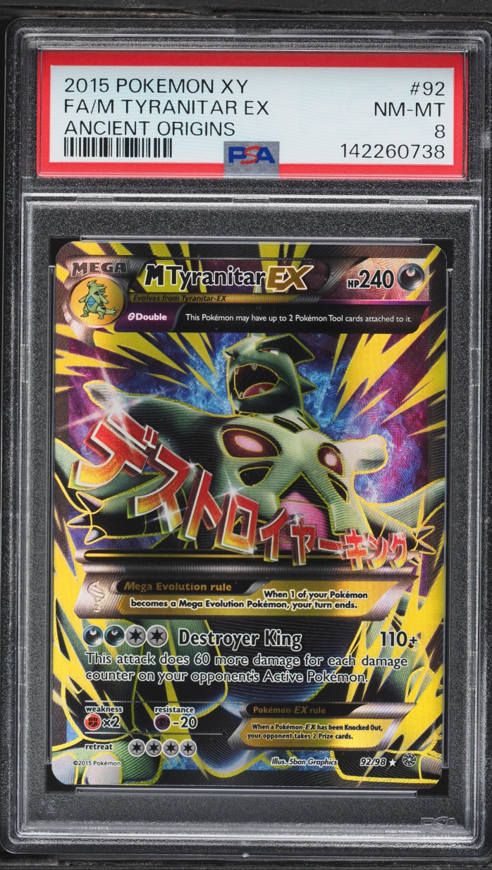 2015 Pokemon XY Ancient Origins Full Art M Tyranitar EX #92 PSA 8 NM-MT