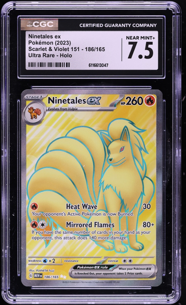 2023 Pokemon Scarlet & Violet 151 Full Art Ninetales ex #186 CGC 7.5 NRMT+