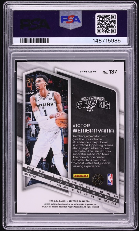 2023 Panini Spectra International Victor Wembanyama ROOKIE #137 PSA 10 GEM MINT