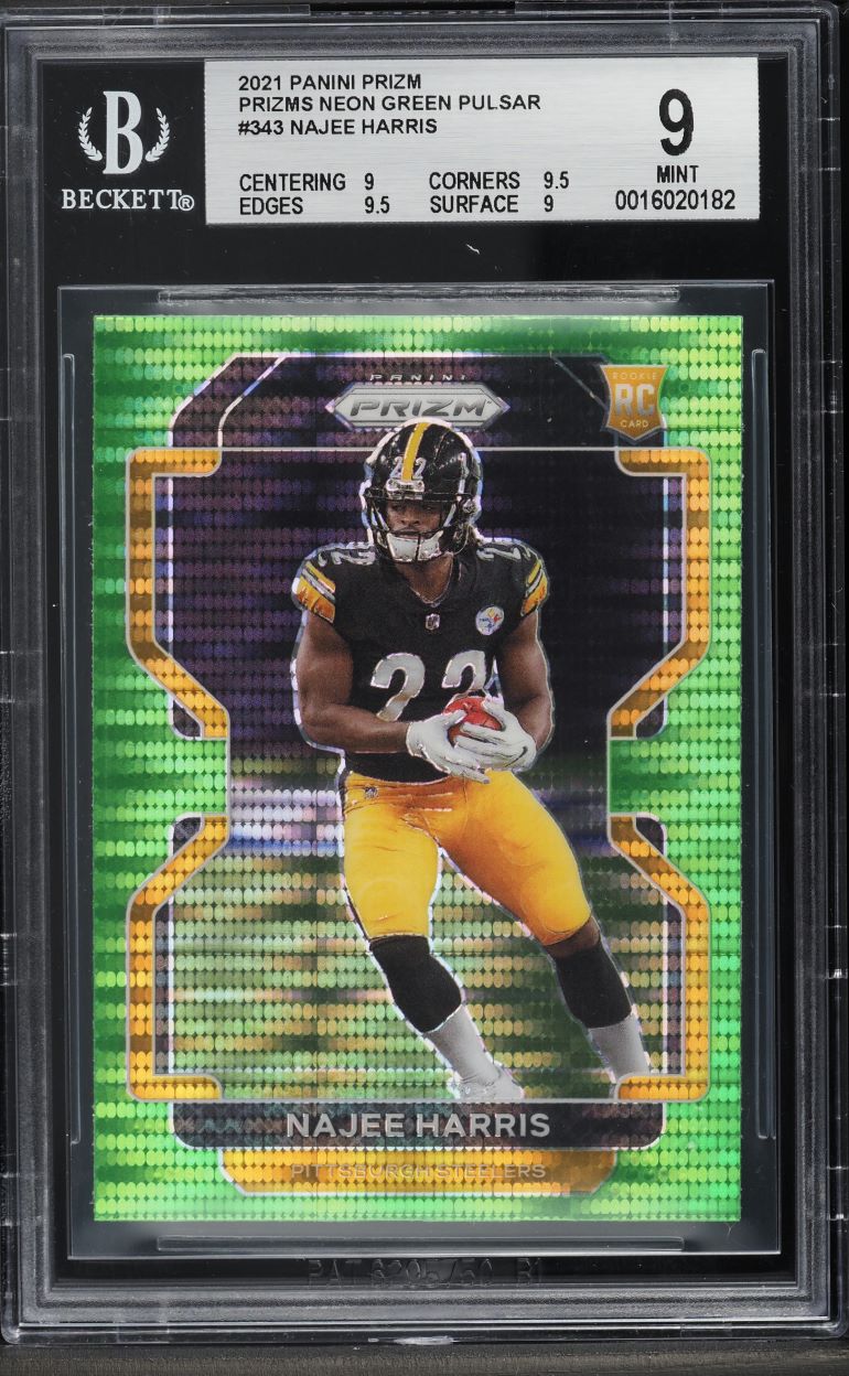 2021 Panini Prizm Neon Green Pulsar Najee Harris ROOKIE #343 BGS 9 MINT