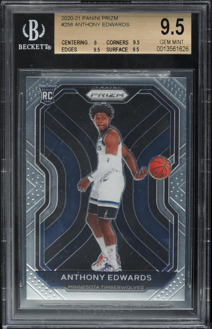 2020 Panini Prizm Silver Anthony Edwards ROOKIE #258 PSA 9