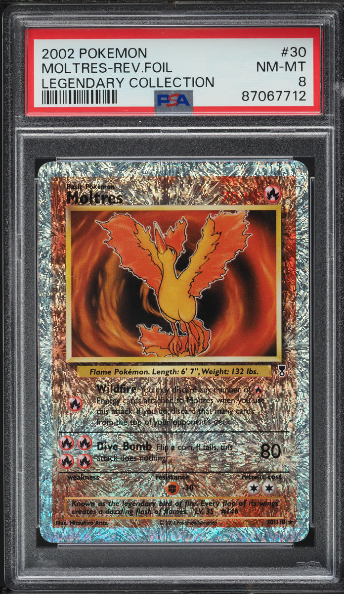 2002 Pokemon Legendary Collection Reverse Holo Moltres #30 PSA 8 NM-MT