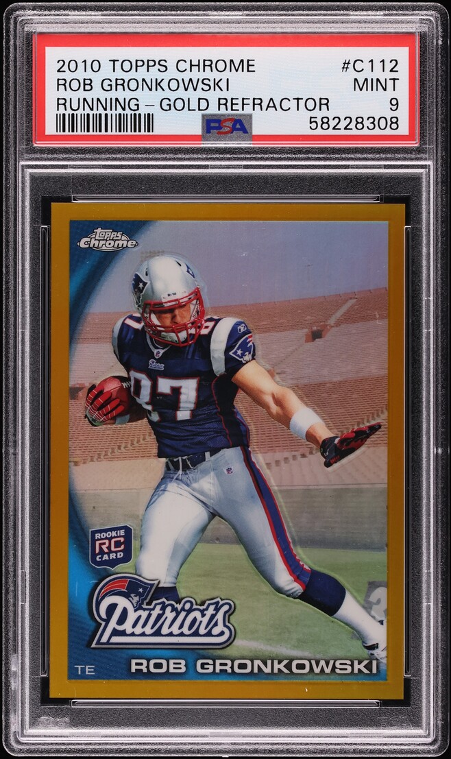 2010 Topps Chrome Running Gold Refractor Rob Gronkowski ROOKIE /50 #C112 PSA 9 MINT