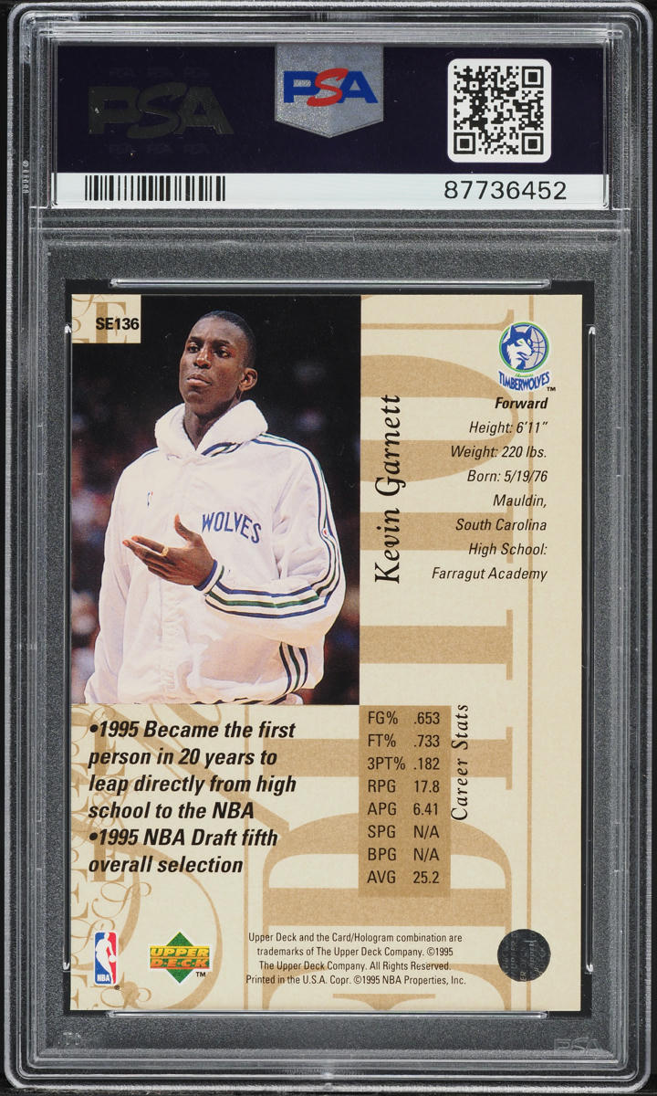 1995 Upper Deck Special Edition Gold Kevin Garnett ROOKIE #SE136 PSA 8 NM-MT