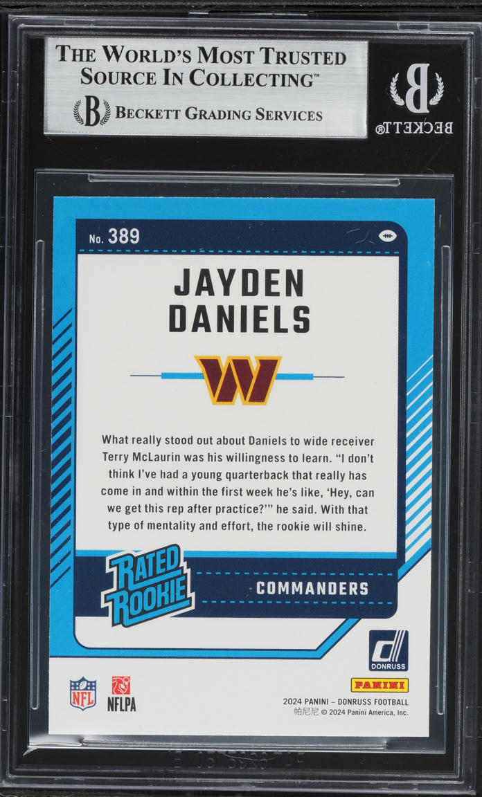 2024 Donruss Football Jayden Daniels ROOKIE #389 BGS 9 MINT
