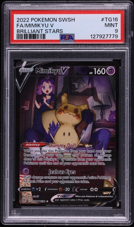 2022 Pokemon Sword & Shield Brilliant Stars Trainer Gallery CHR Mimikyu V #TG16 PSA 9 MINT
