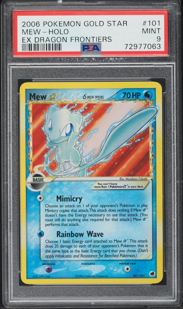 2006 Pokemon EX Dragon Frontiers Holo Mew Gold Star #101 PSA 9 MINT