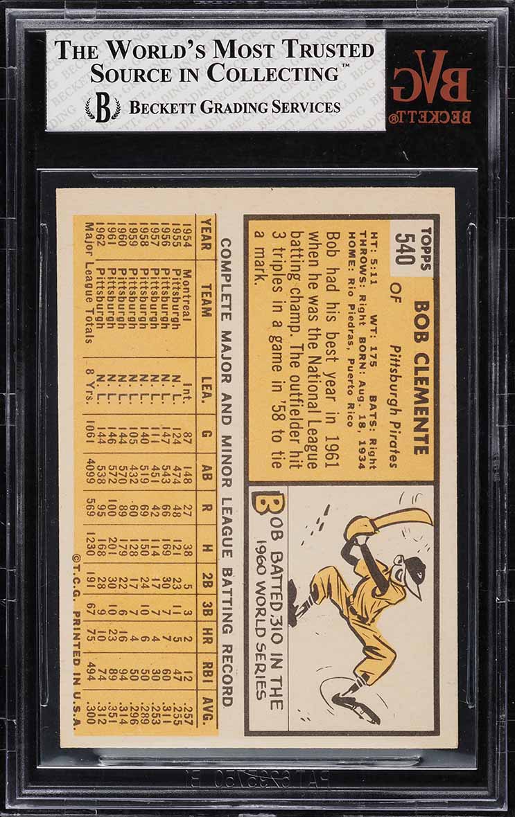 1963 Topps Roberto Clemente #540 BVG 6.5 EXMT+