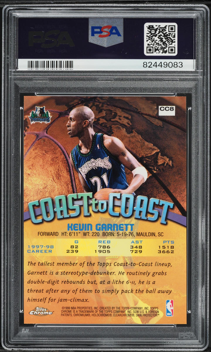 1998 Topps Chrome Coast To Coast Kevin Garnett #CC8 PSA 10 GEM MINT