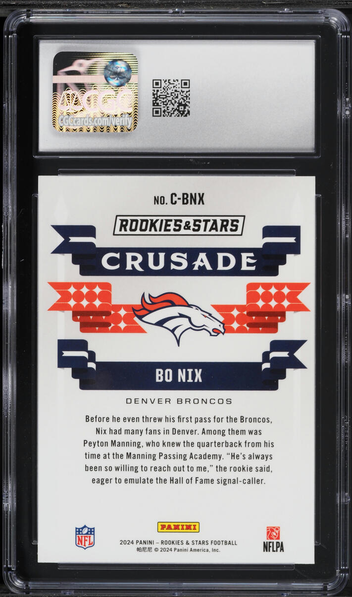 2024 Panini Rookies & Stars Crusade Red Plaid Bo Nix ROOKIE #C-BNX CGC 9 MINT