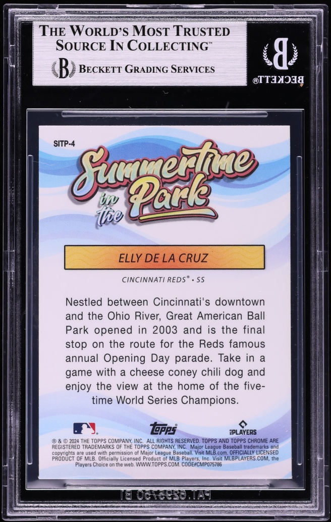 2024 Topps Chrome Summertime In The Park Elly De La Cruz ROOKIE #SITP-4 BGS 9 MINT