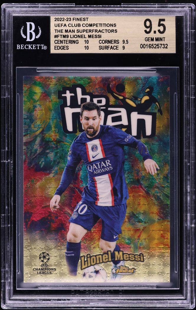 2022 Finest UEFA Club Competitions The Man Superfractor Lionel Messi 1/1 #FTM9 BGS 9.5 GEM MINT