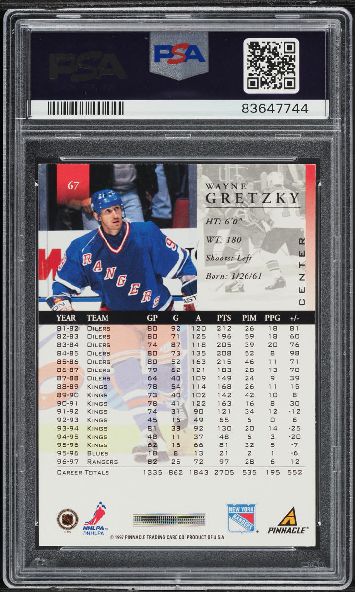 1997 Pinnacle Hockey Wayne Gretzky #67 PSA 9 MINT