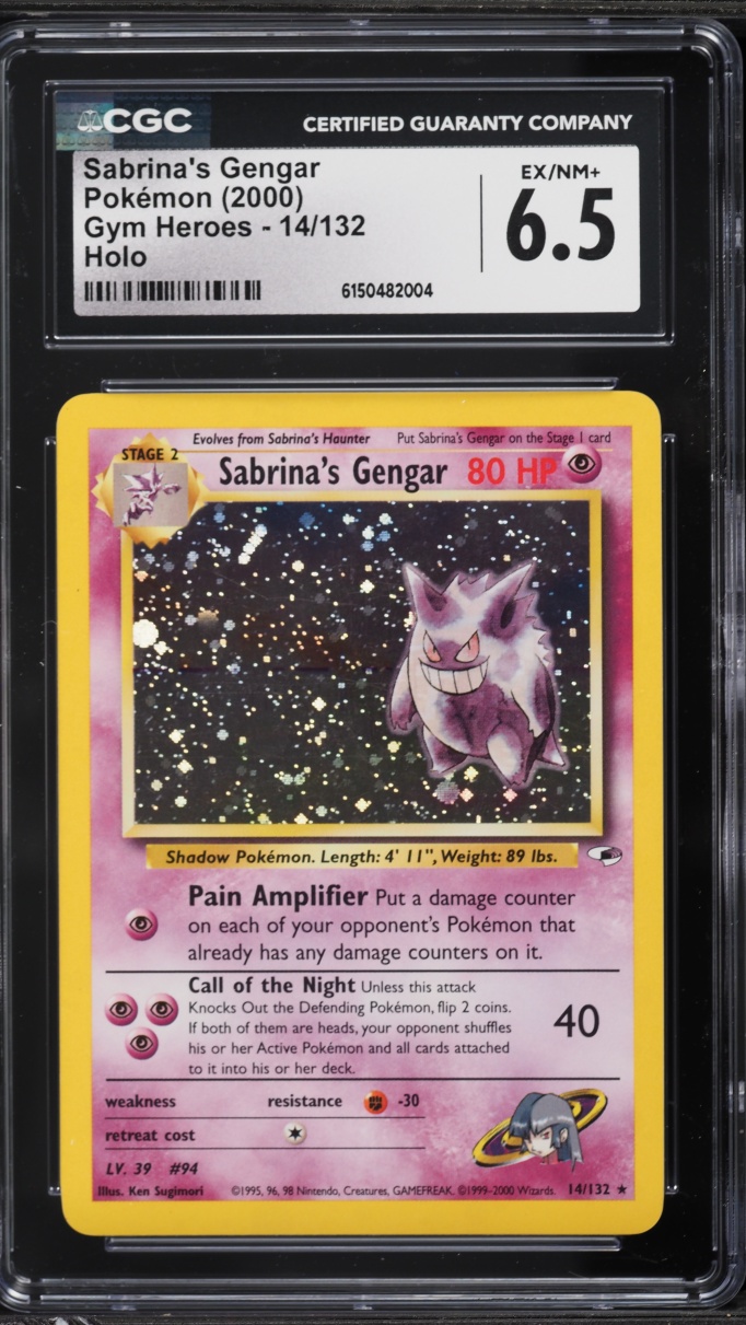 2000 Pokemon Gym Heroes Holo Sabrina's Gengar #14 CGC 6.5 EXMT+