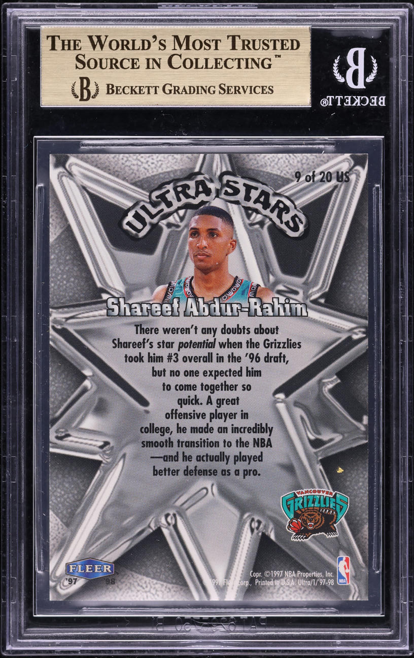 1997 Ultra Stars Shareef Abdur-Rahim #9 BGS 9.5 GEM MINT - Photo 2