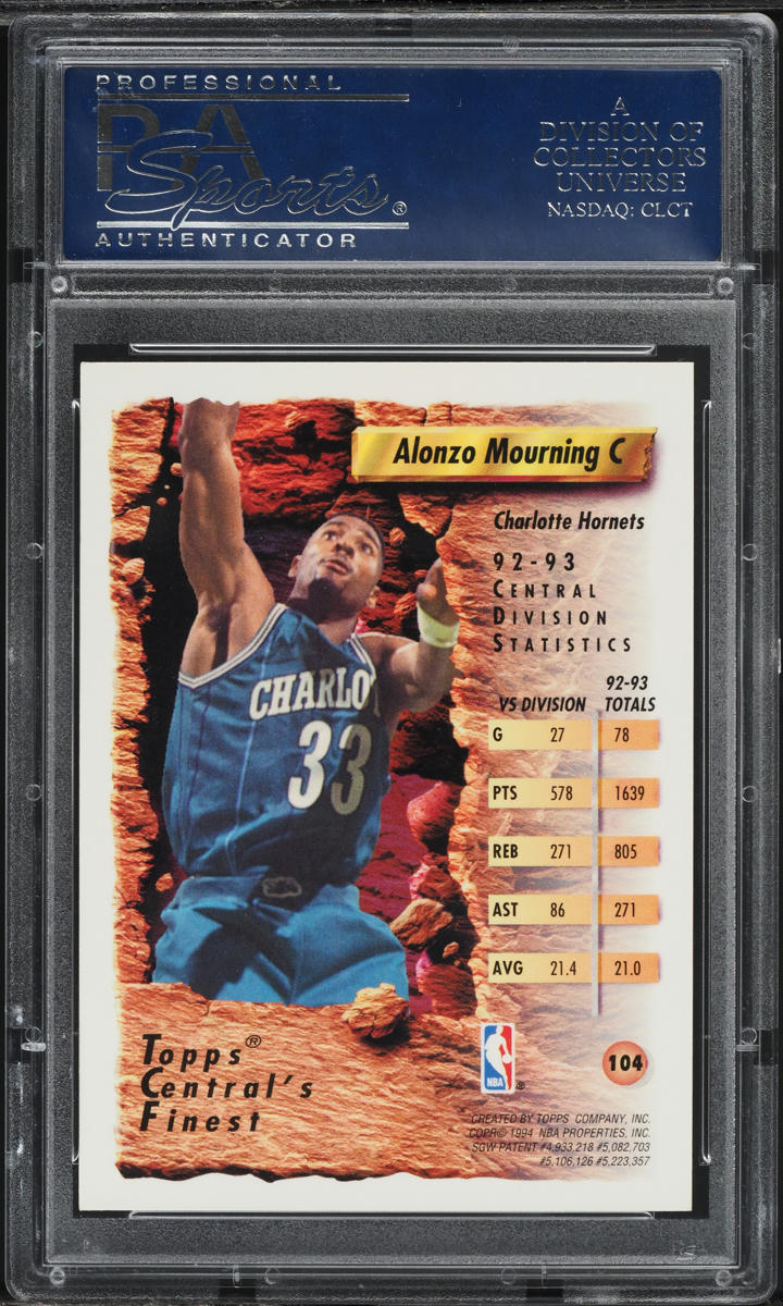 1993 Finest Refractor Alonzo Mourning #104 PSA 10 GEM MINT