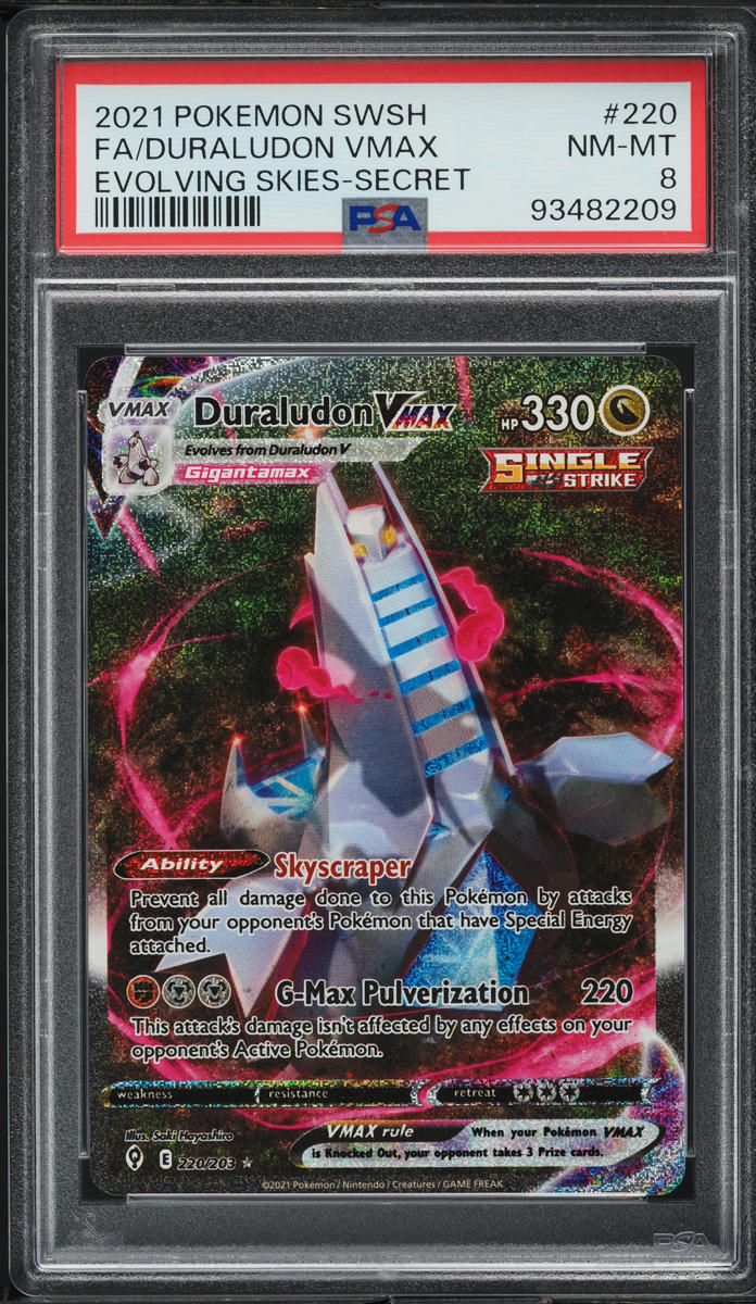 2021 Pokemon Sword & Shield Evolving Skies Duraludon VMAX #220 PSA 8 NM-MT