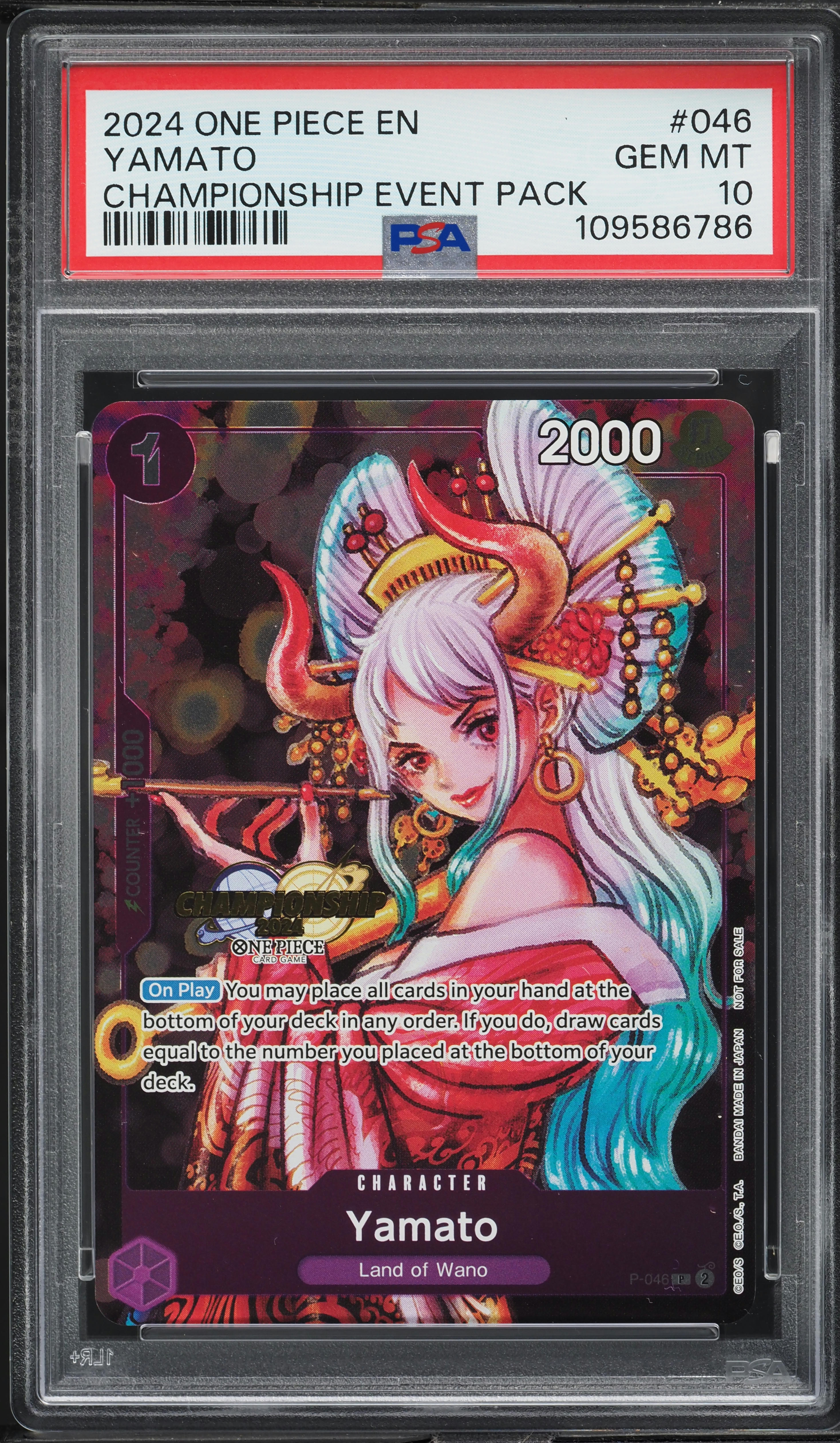 ヤマト Championship 2024 P-046 FOIL 英語 2024 One Piece Championship Event Pack Yamato #P-046 PSA 10