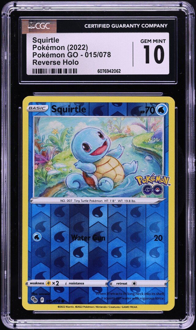 2022 Pokemon Sword & Shield Pokemon GO Reverse Holo Squirtle #15 CGC 10 GEM MINT