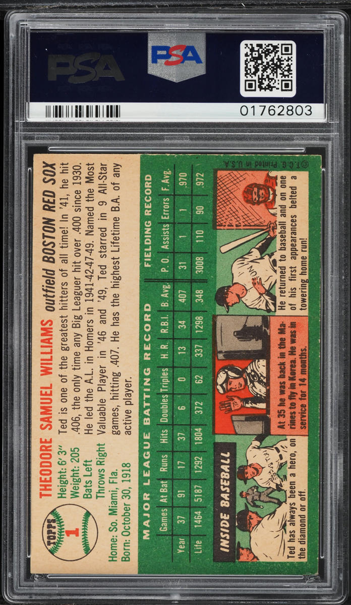 1954 Topps Ted Williams #1 PSA 7 NRMT