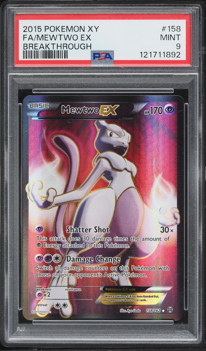 2015 Pokemon XY Breakthrough Full Art Mewtwo EX #158 PSA 9 MINT