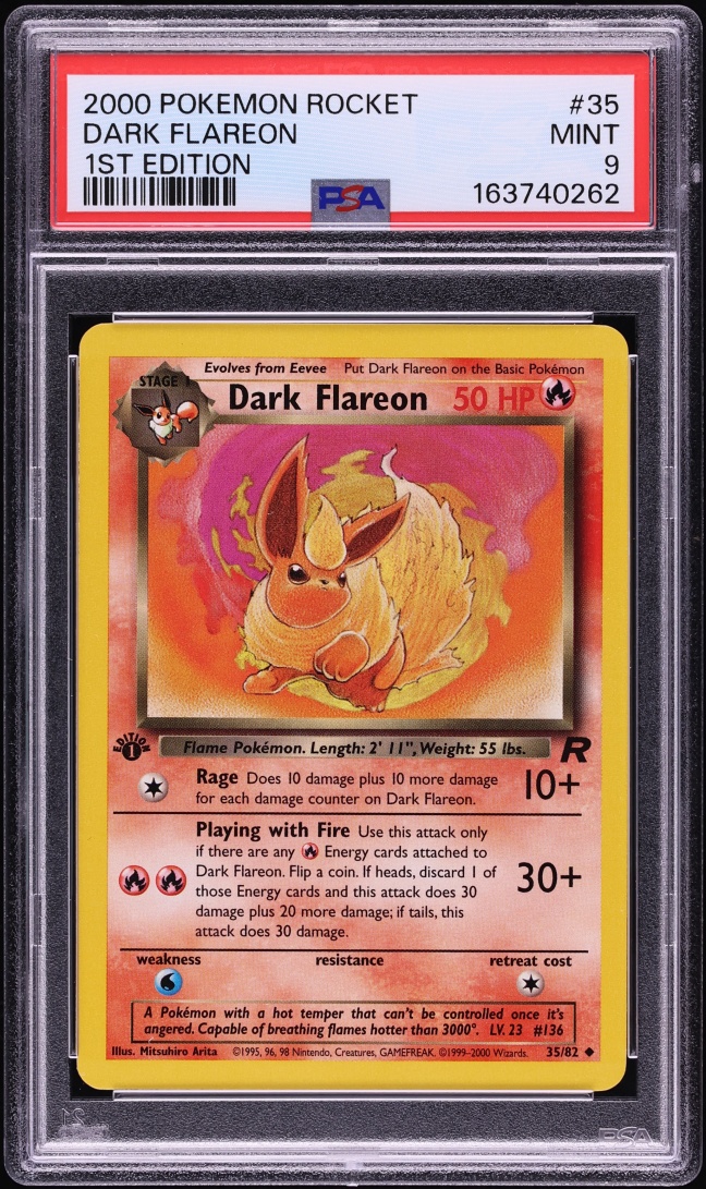 2000 Pokemon Team Rocket 1st Edition Dark Flareon #35 PSA 9 MINT