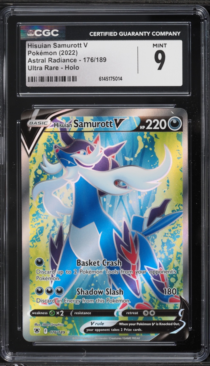 2022 Pokemon Sword & Shield Astral Radiance Full Art Hisuian Samurott V #176 CGC 9 MINT