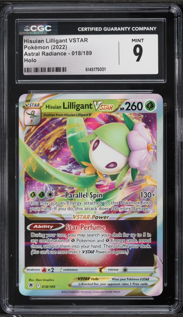2022 Pokemon Sword & Shield Astral Radiance Holo Hisuian Lilligant VSTAR #18 CGC 9 MINT