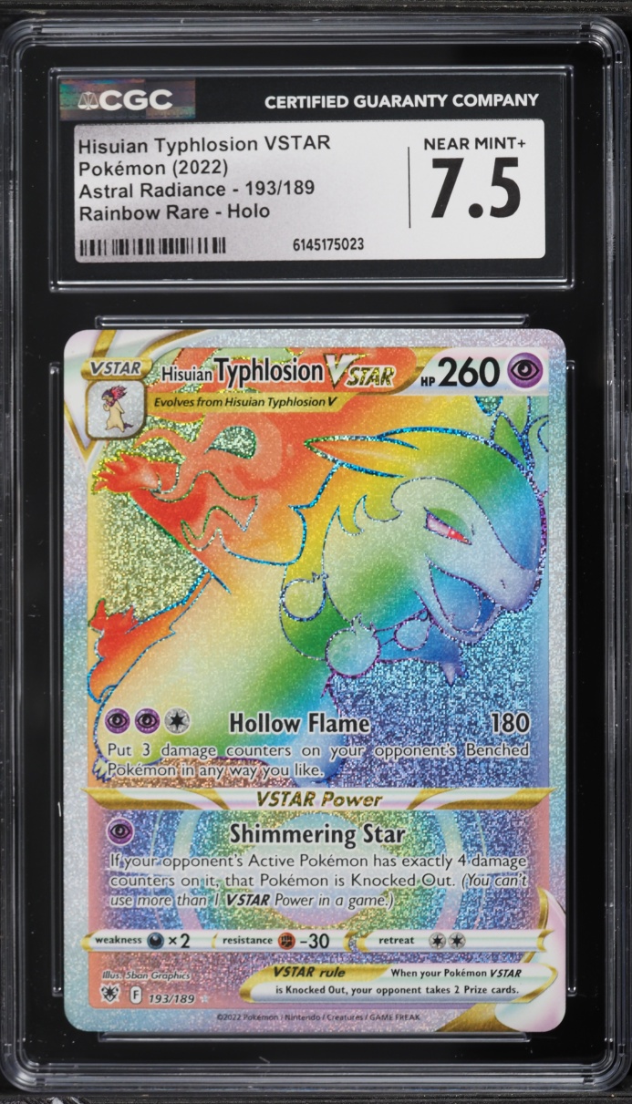2022 Pokemon Sword & Shield Astral Radiance Rainbow Rare Hisuian Typhlosion VSTAR #193 CGC 7.5