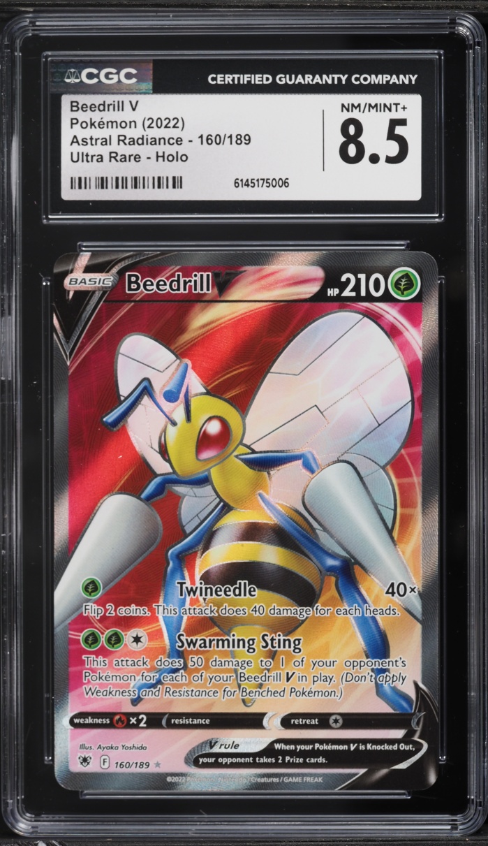 2022 Pokemon Sword & Shield Astral Radiance Full Art Beedrill V #160 CGC 8.5 NM-MT+