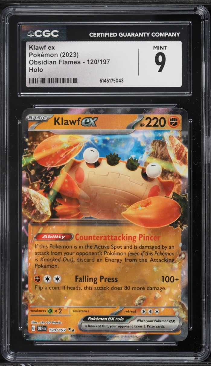 2023 Pokemon Scarlet & Violet Obsidian Flames Holo Klawf EX #120 CGC 9 MINT