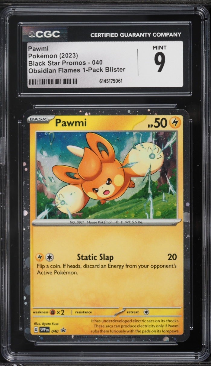2023 Pokemon Scarlet & Violet Black Star Promo Obsidian Flames Pawmi #40 CGC 9 MINT