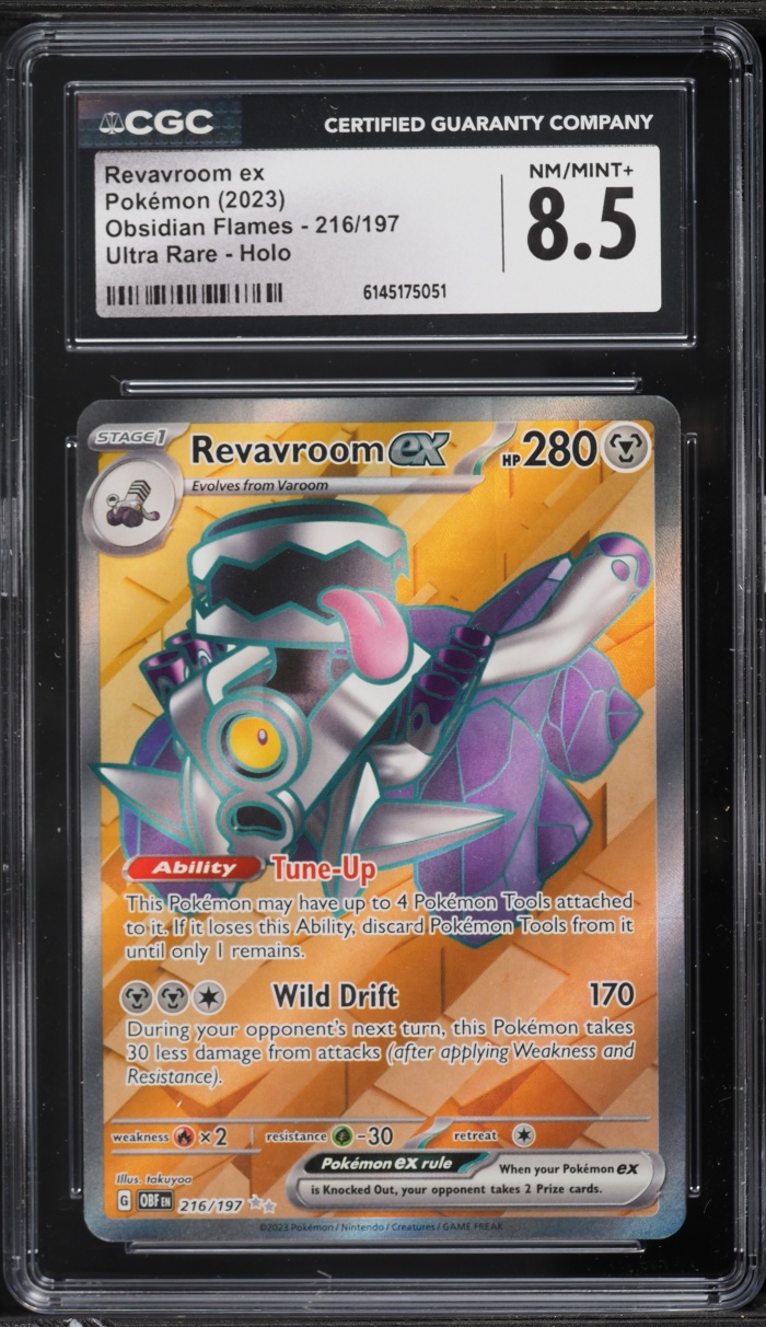2023 Pokemon Scarlet & Violet Obsidian Flames Full Art Revavroom ex #216 CGC 8.5 NM-MT+