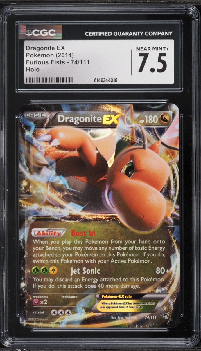 2014 Pokemon XY Furious Fists Holo Dragonite EX #74 CGC 7.5 NRMT+