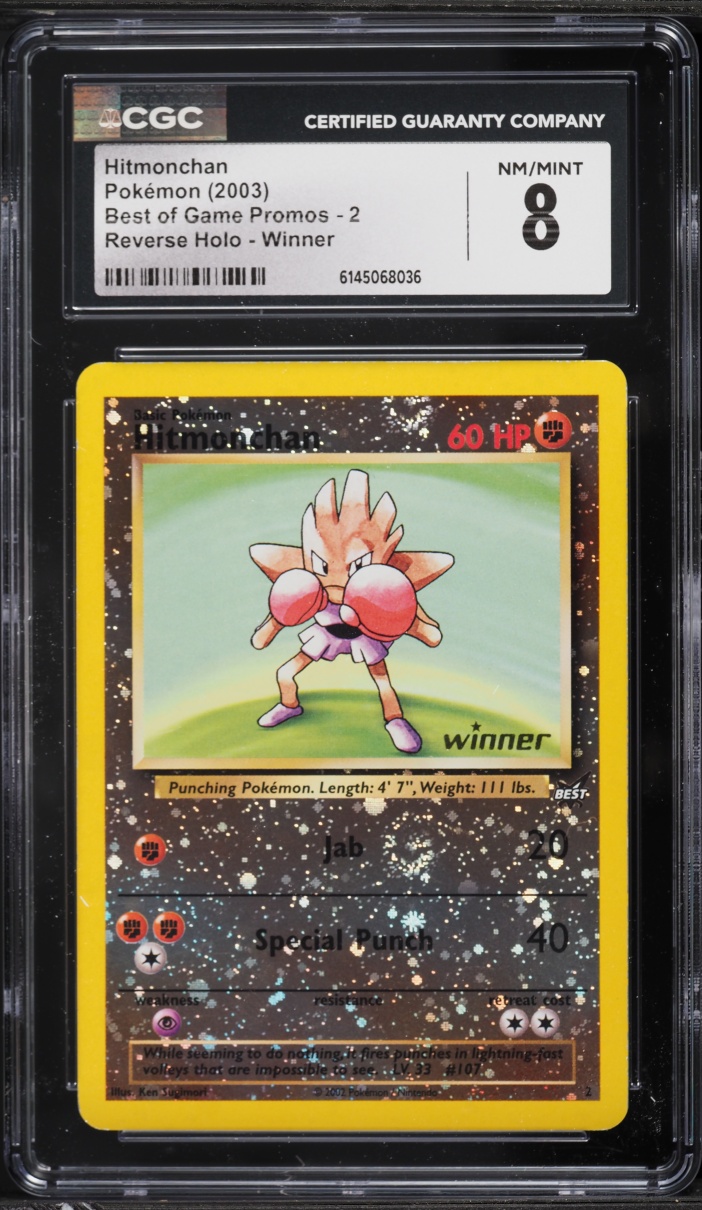 2003 Pokemon Best Of Game Promo Winner Reverse Holo Hitmonchan #2 CGC 8 NM-MT