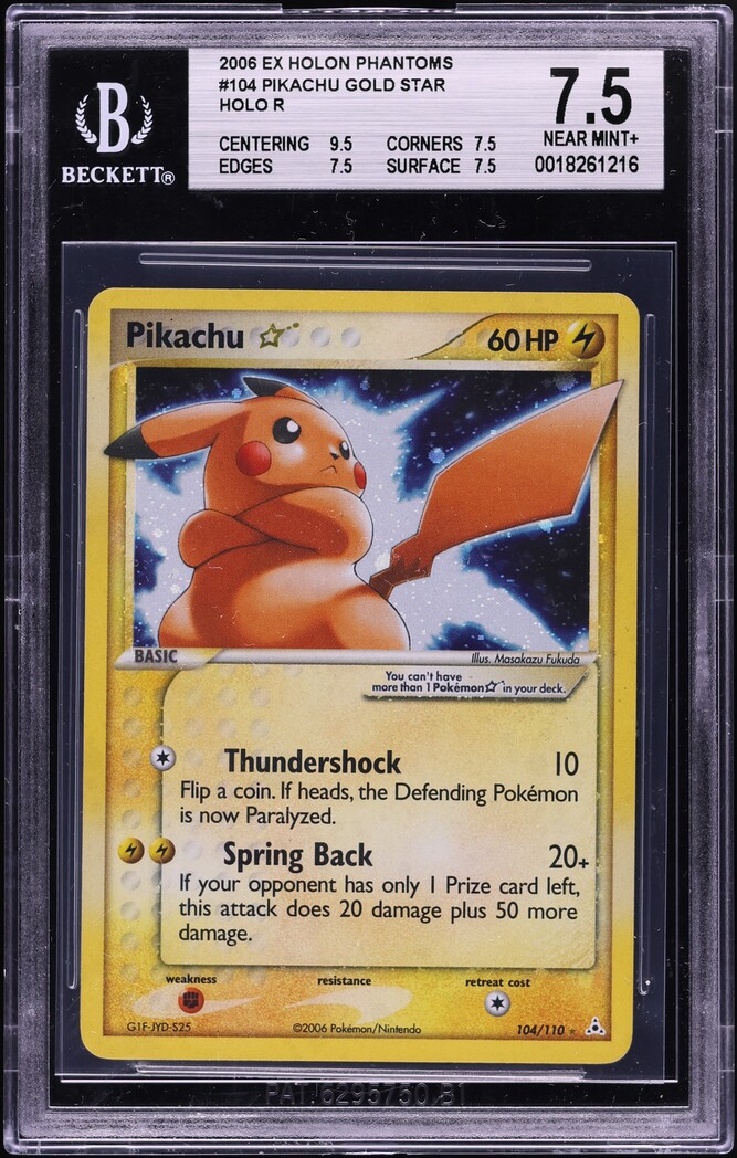 2006 Pokemon EX Holon Phantoms Holo Pikachu Gold Star #104 BGS 7.5 NRMT+
